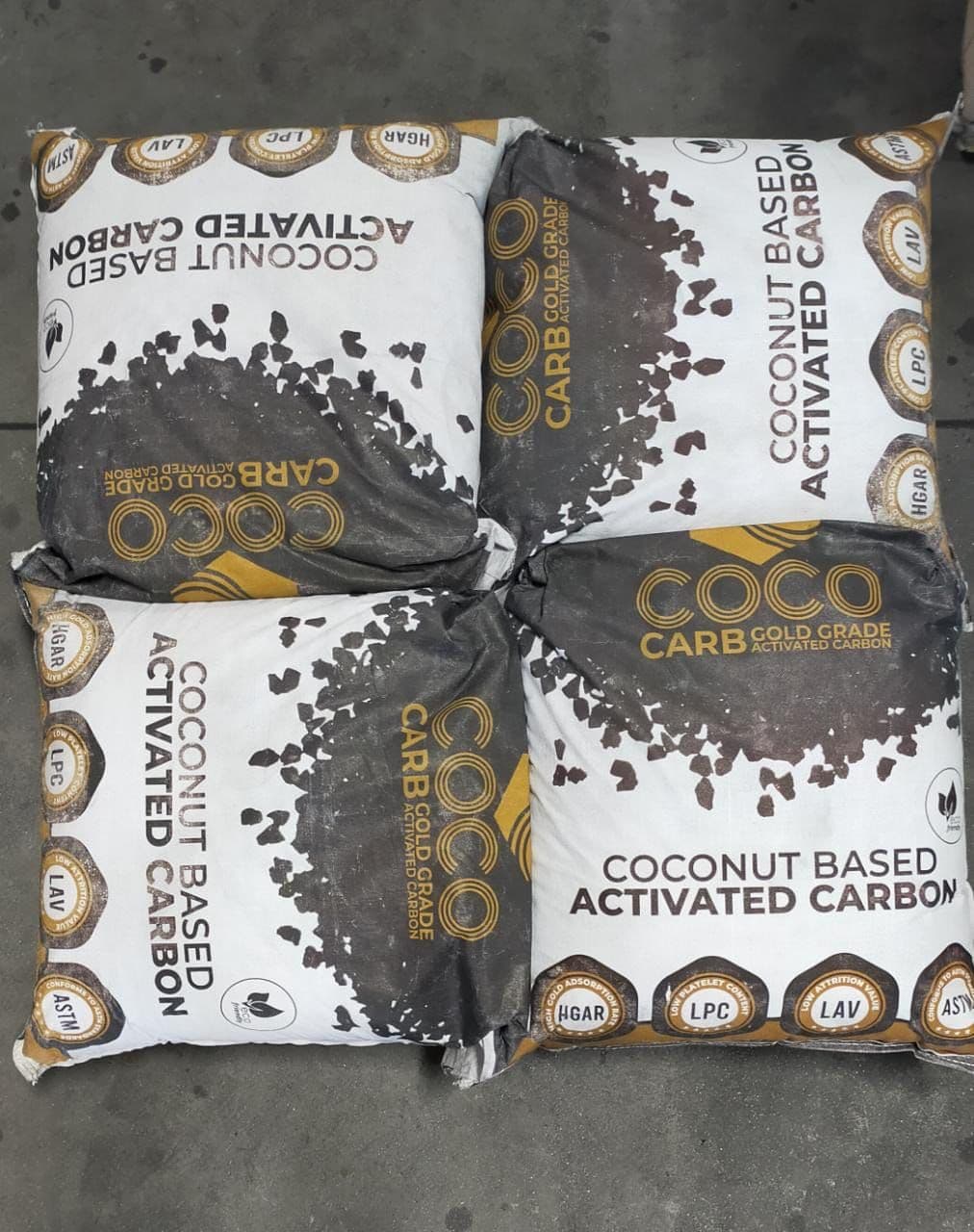 Coconut shell-based activated carbon, branded CocoCarb packaging